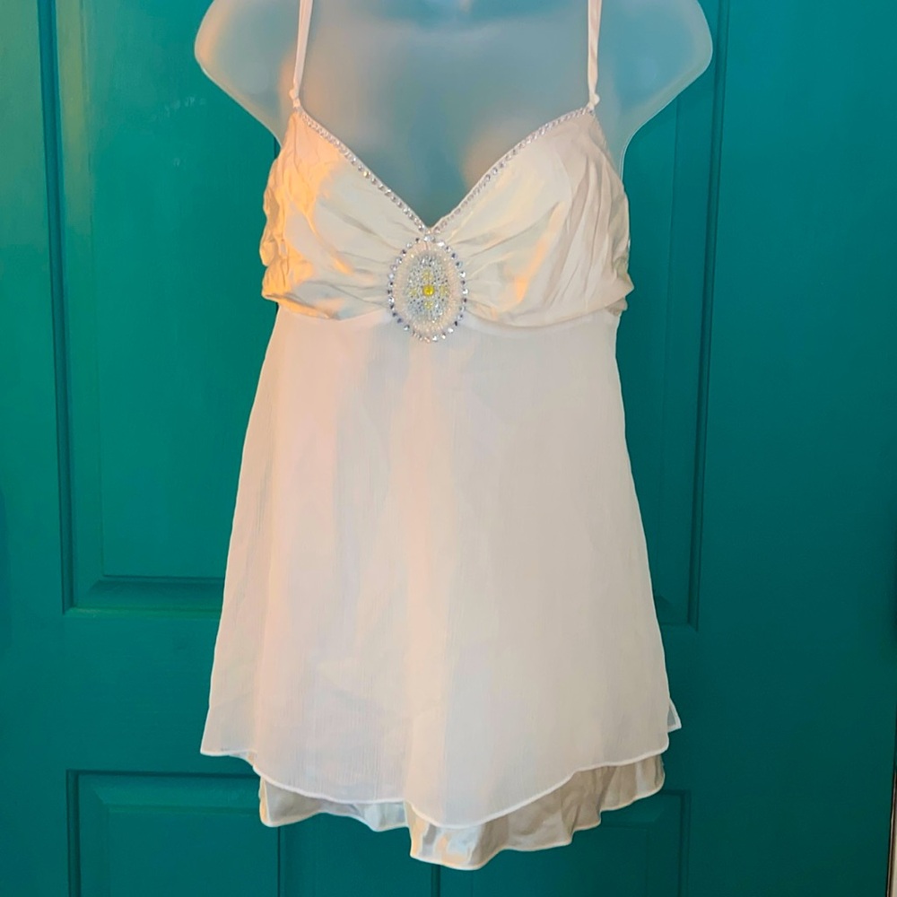 Women’s medium Victoria’s Secret champagne chemise with rhinestone details